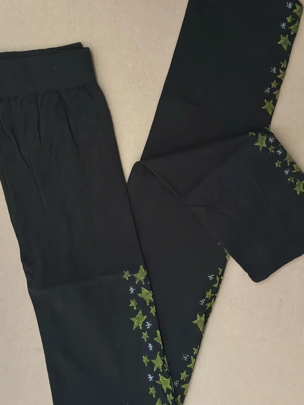 NEW Vintage Kids Black Leggings with Star Trim READ DESCRIP